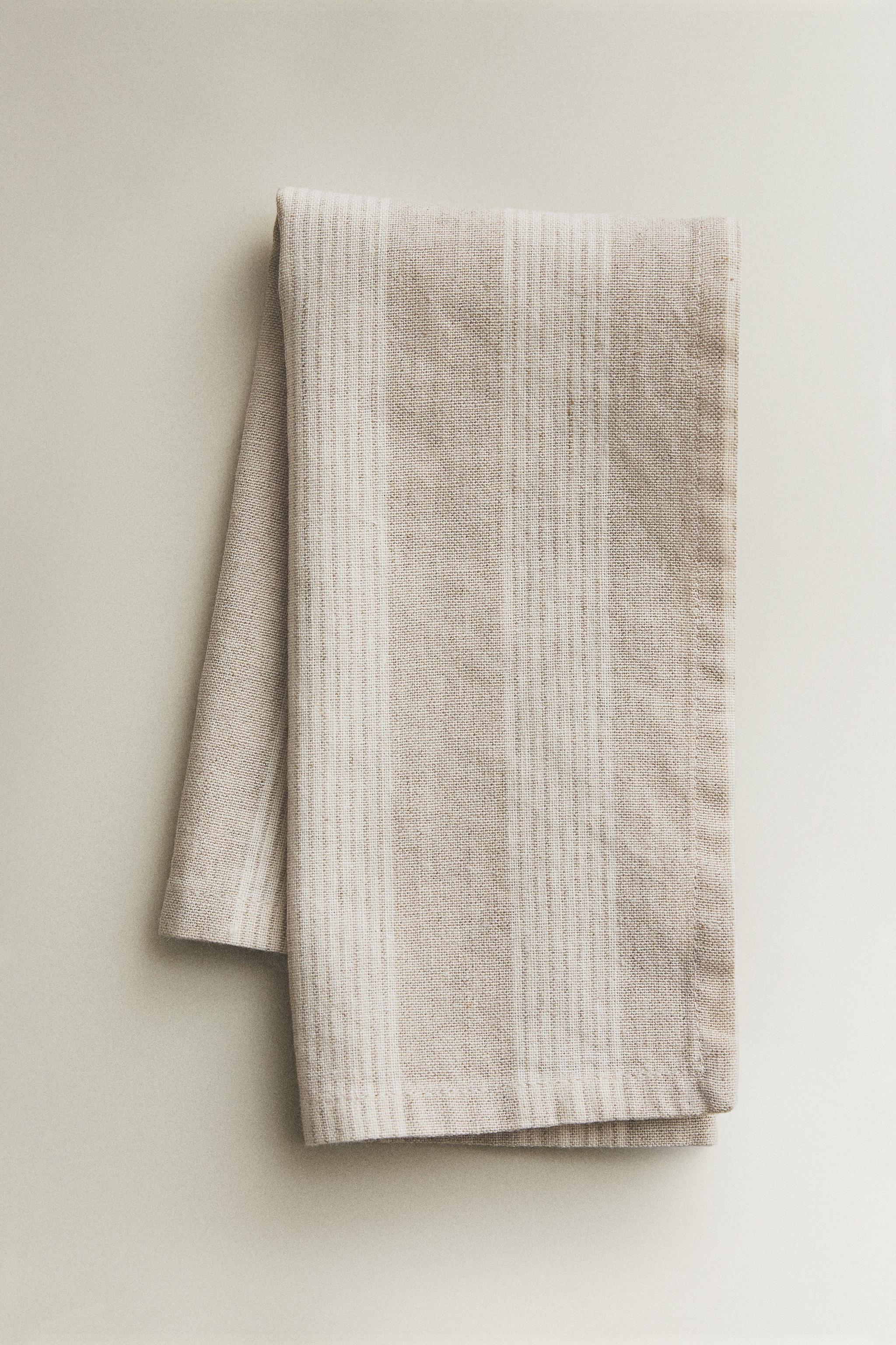 LOT DE 2 SERVIETTES DE TABLE EN LIN DÉLAVÉ À RAYURES